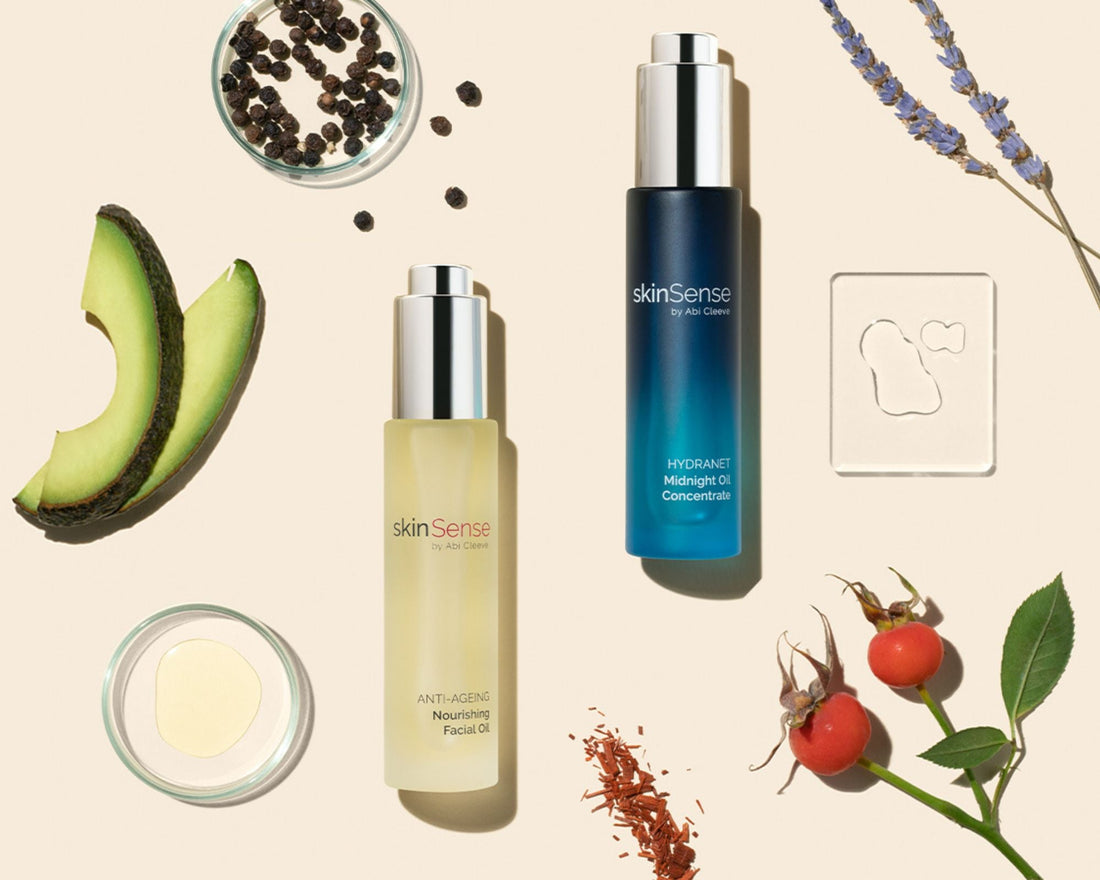 Group image of Nourishing Facial Oil and Midnight Oil SkinSense Products