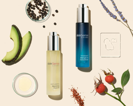 Group image of Nourishing Facial Oil and Midnight Oil SkinSense Products